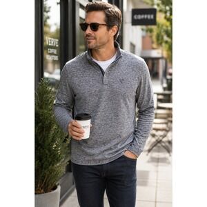 Birddogs Quarter Zip Pullover MEN M Heathered Grey Performance Active Top LINER